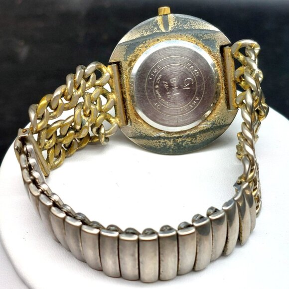 Vintage Cheval Two Tone Gold Silver Quartz Ladies Wristwatch With Unique Chain L - Picture 2 of 5